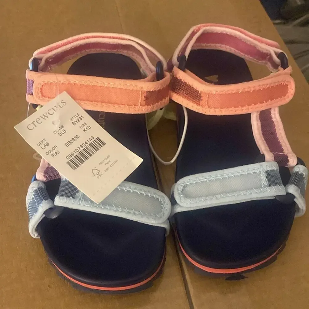 Crewcuts rainbow colorblock sporty-strap sandals
